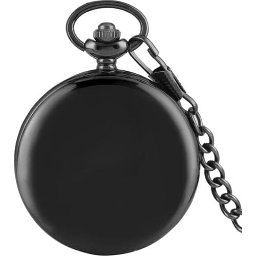 Black Ball Shaped Smooth Quartz Pocket Watch Roman Numerals Dial Analog FOB Chain Clock Pendant Gold Necklace Watch Casual Gifts