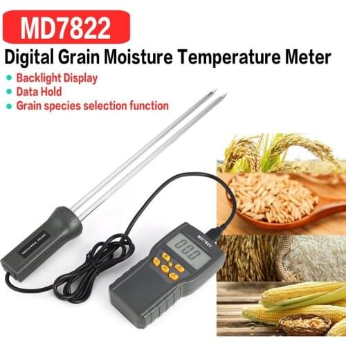 MD7822 Digital Grain Moisture Meter Analyzer Temperature Thermometer Humidity Hygrometer water Damp Detector Tester