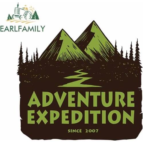 EARLFAMILY 13cm x 12.4cm for Camping Mountain Adventure Logo Fine Car Stickers DIY Occlusion Scratch Waterproof 3D Funny Decal