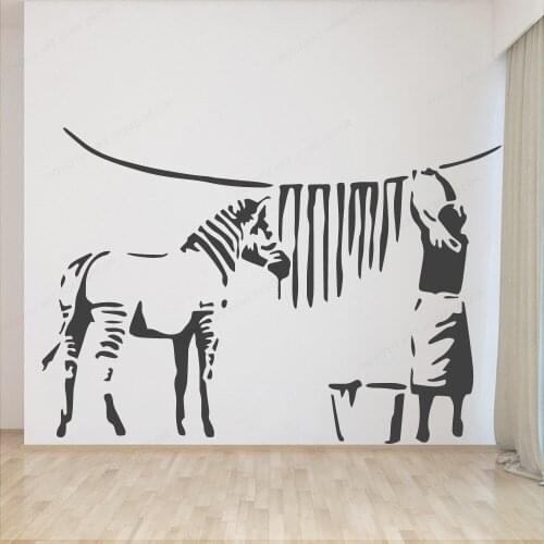 European Style Banksy Zebra Woman Wall Stickers Home Decor Girl room decor Sticker Interior home Art Decor Removable Mural HL05