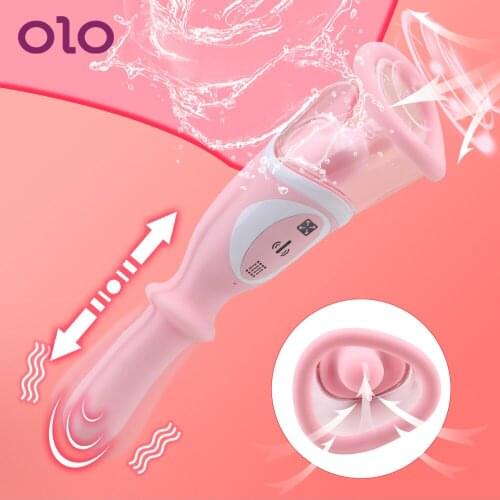 OLO Thrusting Dildo Tongue Licking Nipple Sucker G Spot Massager Clitoris Sucking Vibrators Sex Toys For Women Adult Product