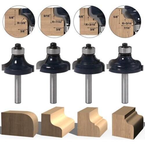 4PC 1/4" 6.35mm Milling Cutter Router Bit Wood Cutter Carbide Mill Woodworking Trimming Engraving Carving Cutting Tools
