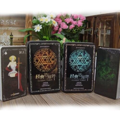 Classic Mysterious Tarot Board Game Cards Chinese/English Edition for Astrologer with Metal Box