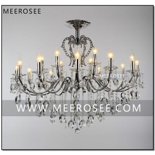 Large18 Arms Vintage Silver Chandelier Crystal Lighting Fixture Lustre Crystal Hanging Lamp MD8459 D1080mm H890mm