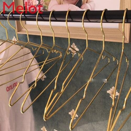 European-Style High-End Metal Clothes Hanger Golden Clothes Hanger Clothing Store Home Simple Brass Color Clothes Hanger