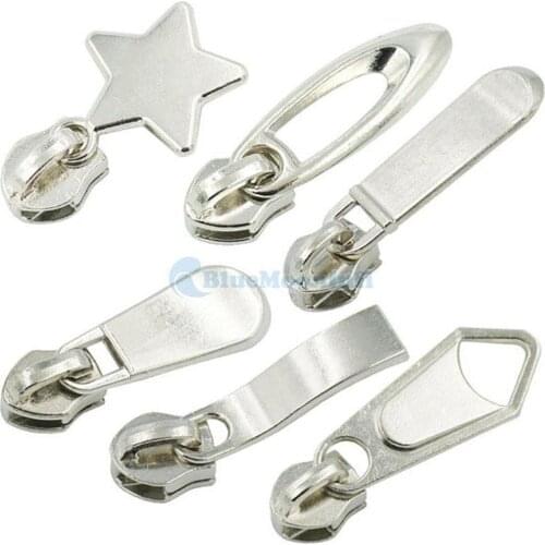 15 Pcs / Lot Metal Zipper Slider Molded Fix Repair Tab Instant Kit Replacement Stop Bottom Repair 6 Types Choice