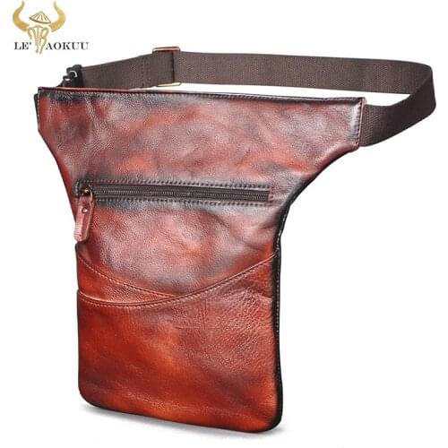 2021 Natural Leather Mens Male Travel Fanny Waist Belt Bag Pack Satchel Sling Bag Design Phone Cigarette Case Pouch Male 3116