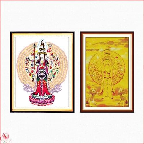Thousand-Hand Kwan-yin Pattern Cross Stitch Kit DIY Pattern Embroidery Set 14CT 11CT Needlework Sewing Kit Home Decoration Craft