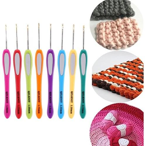 8 Pair Crochet Hook Circular Knitting Needles Set Soft Plastic Handle DIY Home Art Craft Weaving Sewing Stitches Tools