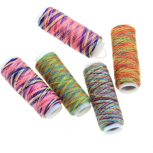 5Rolls/Pack Rainbow Color Polyester Sewing Threads Set DIY Sewing Yarn Knitting Accessories Overlock Thread Multicolor Rope
