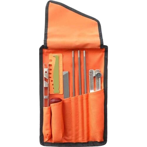 TOP 10Pcs Chainsaw Sharpener File Kit,Wood Handle,Files,Depth Gauge,Round Files,Filing Guide for Sharpening Chain Saw Blades