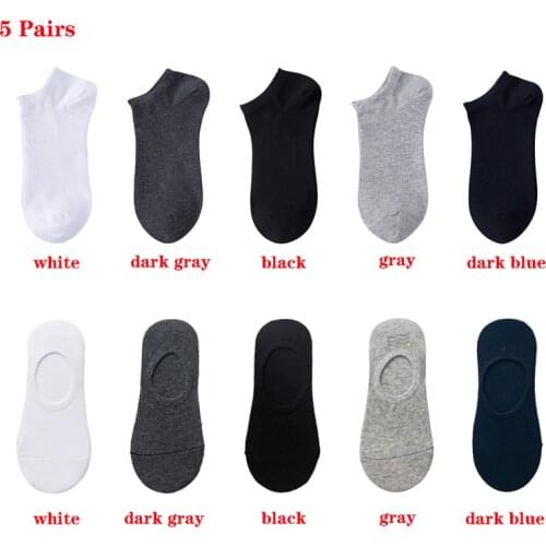 5 Pairs Men Spring Summer Breathable Sports Cotton Short Socks High Quality Solid Color Comfortable Invisible Ankle Socks