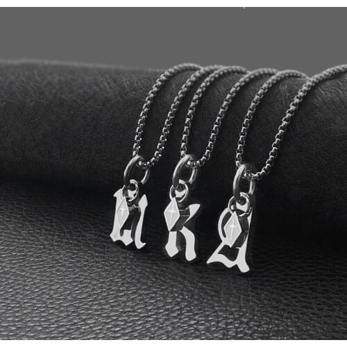 316L Stainless Steel Old English Letter Necklace Women A-Z Initial Alphabet Choker Name Jewelry Pendant Necklaces Dropshipping