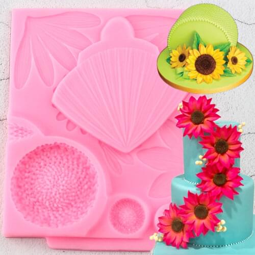 Sunflower Daisy Silicone Molds Stamen Leaves Cake Border Fondant Cake Decorating Tools Cupcake Candy Chocolate Gumpaste Moulds