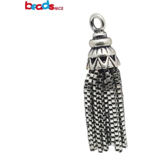 Beadsnice 925 Sterling Silver Tassel Charms Pendants in Antique Silver Tone for Long Necklace Earring Making ID 34956
