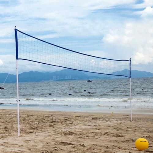Portable Volleyball Net Folding Adjustable Volleyball Badminton Tennis Net With Stand Pole For Beach Grass Park Outdoor Sports