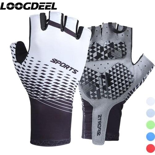 LOOGDEEL Professional Cycling Half Finger Gloves Palm Anti-slip Silicone Shock-absorbing Outdoor Sports Fishing Running Gloves