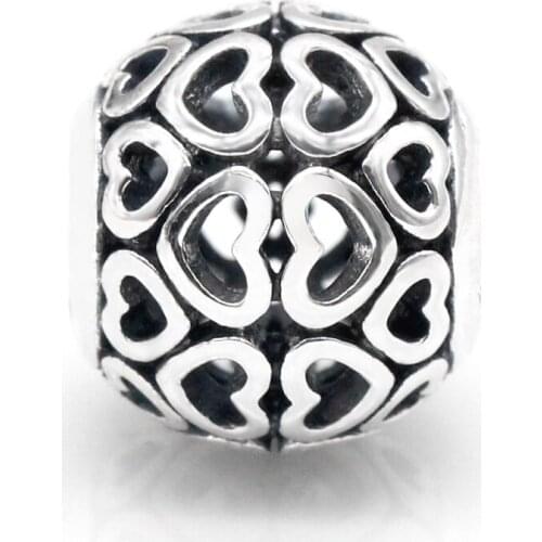 925 Sterling Silver I Love U Openwork Heart Bead Charms Fit Original Pandora DIY Bracelets & Necklace Fashion Jewelry