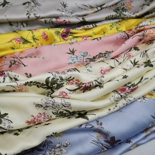 Chiffon Glossy flower Fashion print dress material dropping soft breathable scarf blouse DIY craft fabric 1 meter