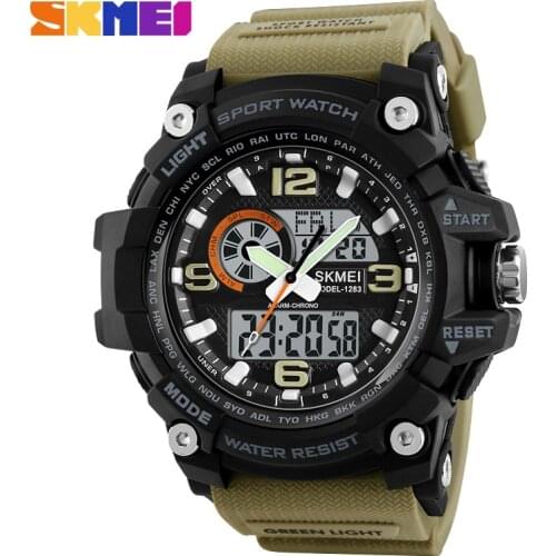 SKMEI Sports Watches Men Fashion Multi-function Chronograph Digital Quartz Dual Display Wristwatches Relogio Masculino 1283