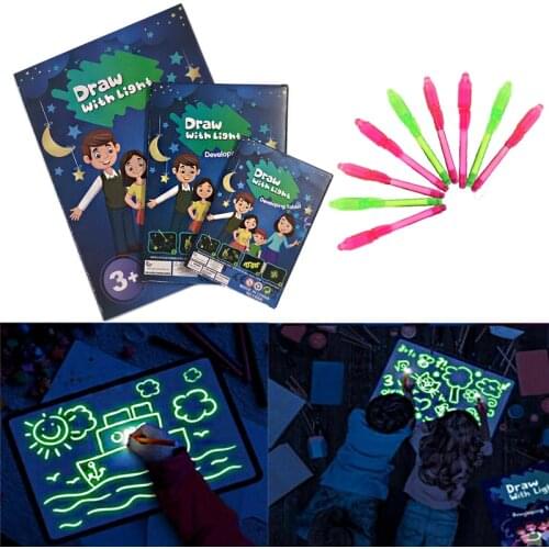 A3 A4 A5 LED Luminous Drawing Board Graffiti Doodle Drawing Tablet Magic Draw With Light-Fun Fluorescent Pen Educational Toys
