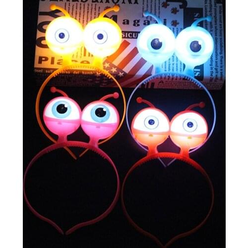Luminous LED Flash Big Eye Hairband Glow Fun Alien Head Band For Children Kids Adult Gifts Toy Cosplay Party Halloween Headband