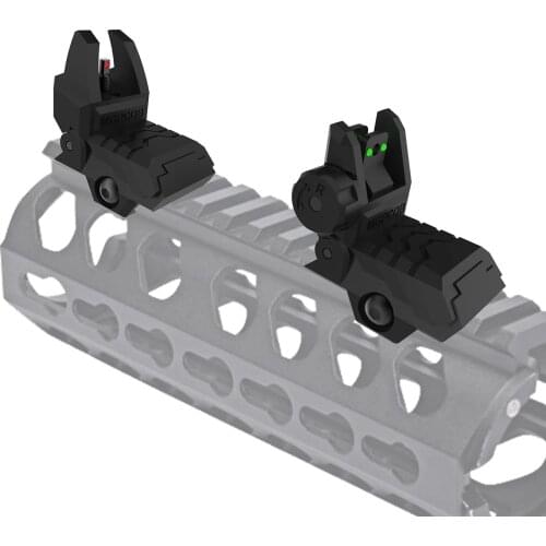 Tactical hunting Foldable Fiber Optics Iron Sights Flip-up Front and Rear Sights fiber sights Back up sight for Picatinny Weaver