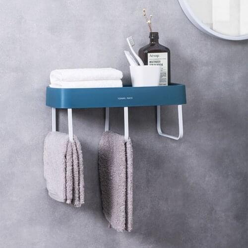 Towel Rack Household Items Free Punch Bathroom Moisture-proof Simple Eco-friendly PP Material Paste Wall Family Storage Shelf