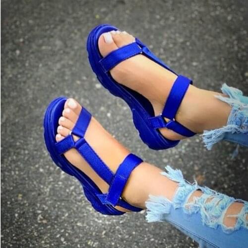 Women Sandals Summer Soft Slip Buckle Strap Foam Durable Velcro Sandals Ladie Outdoor Comfortable Casual Beach Shoes 36-43