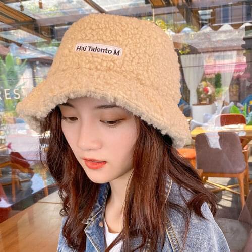 Winter Female Hat Warm Ear Protector Fisherman Hats Accessories Retro Lamb Plush Cap Solid Color Casual Lovely Plush Caps TG0103