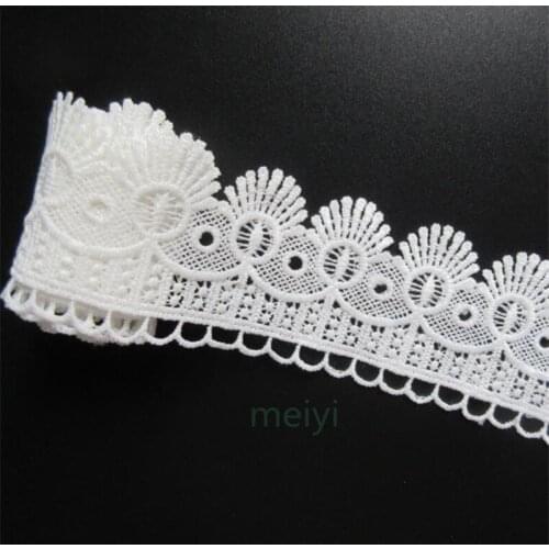 1 yard White 5cm Width Cotton Fanned Embroidered Lace Trim Ribbon Fabric Handmade DIY Wedding Sewing Supplies Craft Decoration