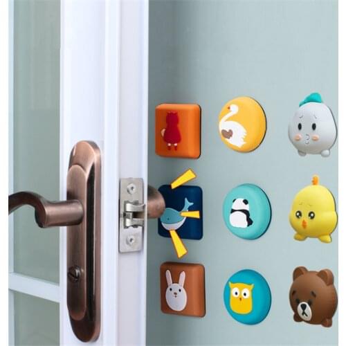 2PCS Wall Protector Door Handle Bumper Guard Stopper Anti-slip Sticker Self Adhesive Rubber Cute Animal Door Crash Pad Stops