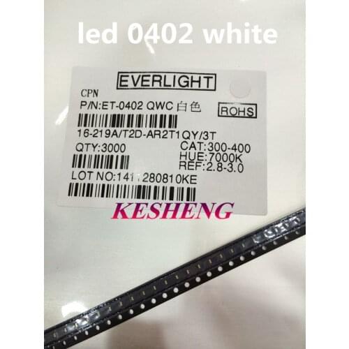 200pcs 0402 LED light-emitting diode smd 0402 white 0402 SMD LED 1.0*0.5*0.4MM 1005 super bright 6000-8000K