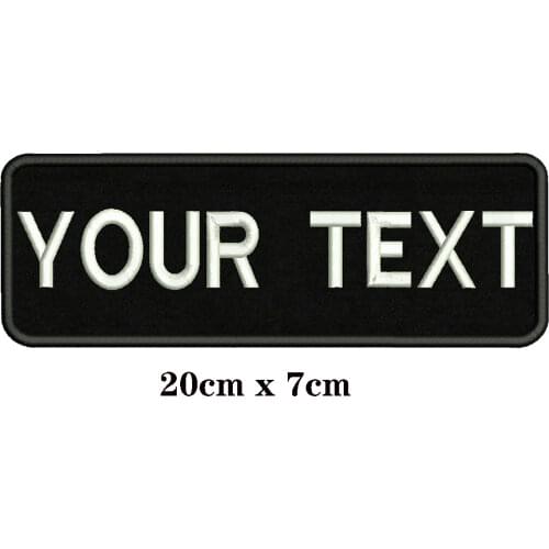 20X7cm Embroidery Custom Name Text Patch Stripes badge Iron On Or Velcro Backing Patches For Clothes Backpack Hat