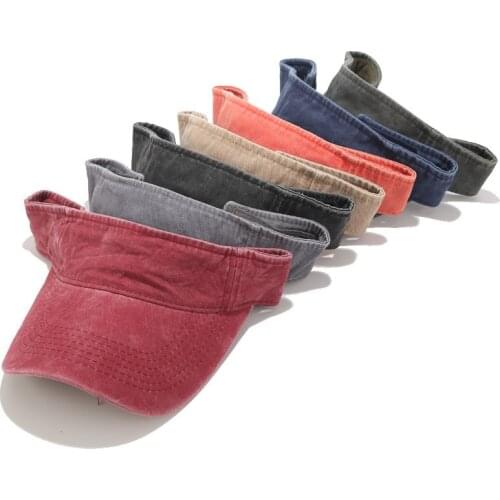 8 Solid color Top empty hat washed cotton Visors man Women Outdoor sport hat Summer Visors Cap Hat for Hiking Sunscreen cap