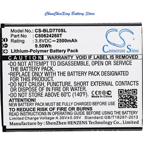 Cameron Sino 2500mAh Battery C80624260T for BLU D770U, Studio X Plus