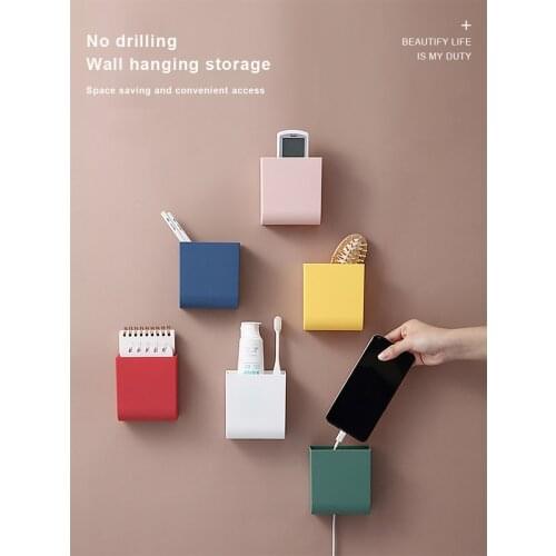 Remote Control Case About Air Conditioner TV Mobile Phone Plug Holder Stand Rack Wall Mounted Storage Organizer Storage Box