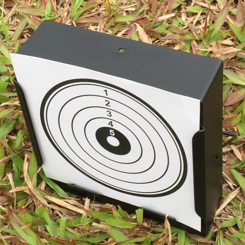 Black Square Steel Pellet Trap+20 Pcs of Paper Targets(Five-Rings)-5.50"*5.50"