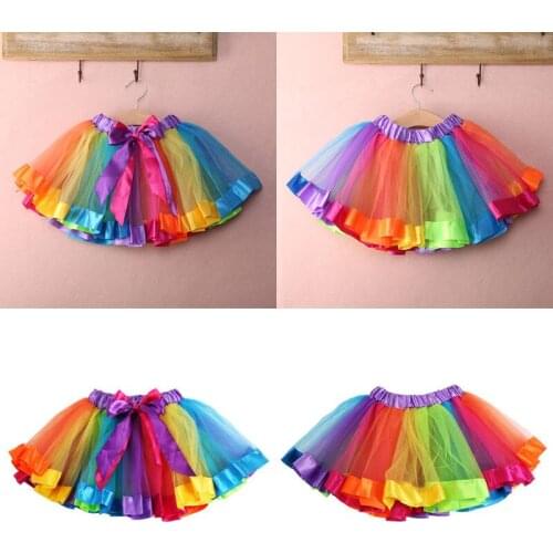 0-8Y Girls Kids Baby Xmas Rainbow Tutu Party Costume Fancy Tutu Pettiskirt