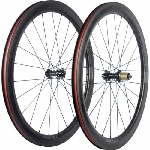 SUPERTEAM 50mm Clincher Carbon Wheels Road Bike Disc Brake 25mm Wide Carbon Wheelset Cycling Bicycle Wheel Axle-Thru