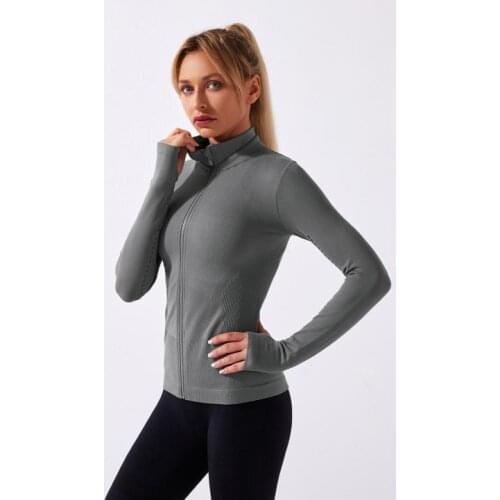 SVOKOR Cardigan Sports Top Seamless Yoga Shirt Top Women Long Sleeve Zip Top Running Gym Quick-Drying Tight T-Shirt