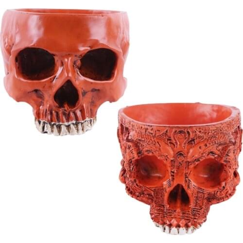 Resin Skull Head Shaped Flower Pot Planter Container Ornaments Garden Home Decoration Halloween Props