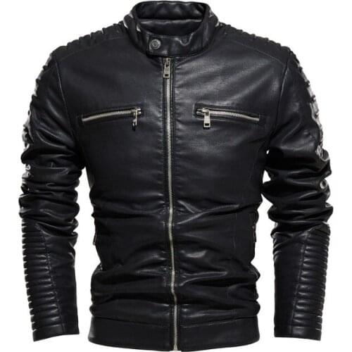 Leather Jacket Men Bomber Baseball Jackets Biker Mens Pu Coat Faux Pilot Varsity Business Top Leather Black Slim Fit Motorcycle