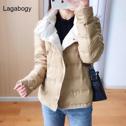 Lagabogy 2021 New Spring Autumn Women Ultra Light Short Coat 90% White Duck Down Jacket Female Puffer Parka Thin Outwear