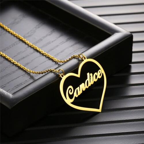 Fashion Stainless Steel Customized Statement Necklace With Hollow Love Heart Around For Woman Girlfriend Engagement Special Gift