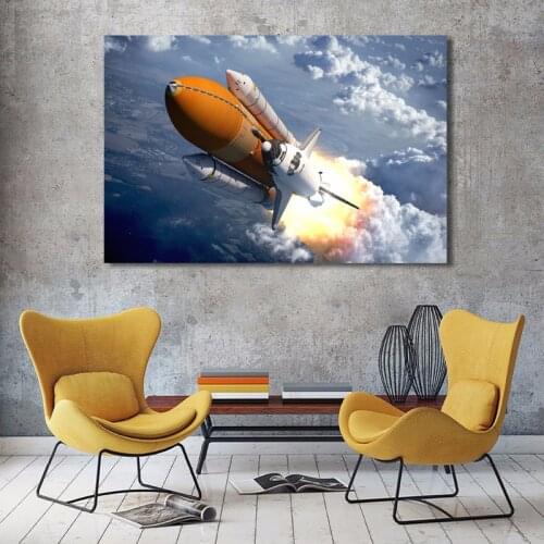 Wall Art Picture Paintings Rocket Space Shuttle Fantasy Art Canvas Posters HD Print for Living Room Decor
