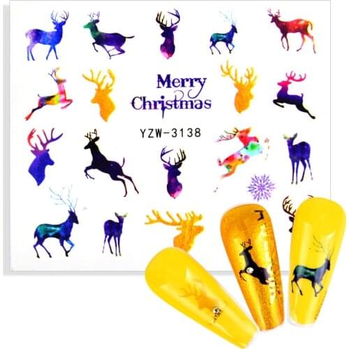 2021 New Nail Sticker Slider Colorful Abstract Lady Face Christmas Winter Decal Wraps Nail Art Decor Beauty Foil Manicure