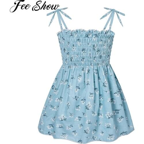 1-5Y Baby Girls Dress Summer Children Elegant Sling Princess Dress Flower Print Kids Spaghetti Strap Dresses Girl Party Clothing