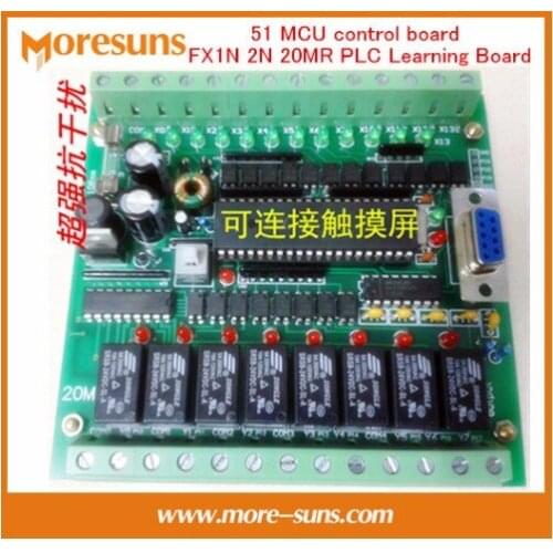 Fast Free Ship PLC domestic PLC industrial control board 51 MCU control board FX1N 2N 20MR PLC Learning Board