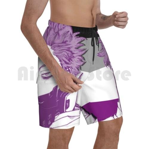 Shinso Hitoshi Asexual Pride Beach Shorts Men Beach Pants Swim Trunks Shinsou Hitoshi Shinsou Hitoshi Anime Boku No